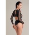 Эротическое боди Waname Apparel Grace с рукавами, черное, (46-48)