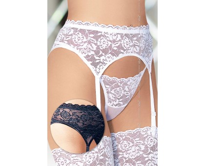 Пояс для чулок и стринги кружевные белые-S/M